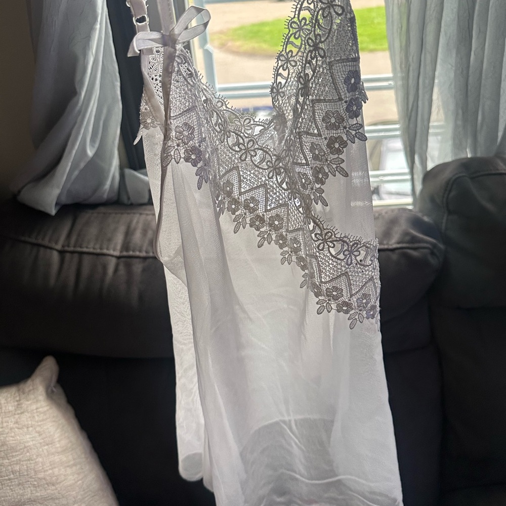 Elegant White Lace Nightgown
